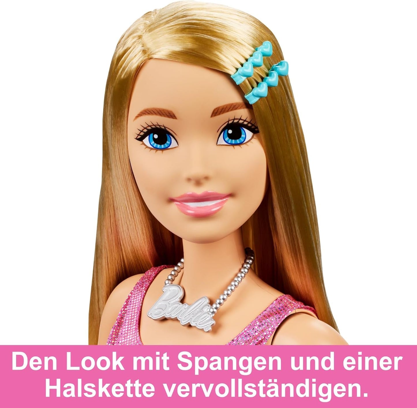 Bambola Barbie Extra Large (71 cm) - Abito rosa, capelli biondi con clip e collana, regalo per 3 anni e oltre, HJY02
