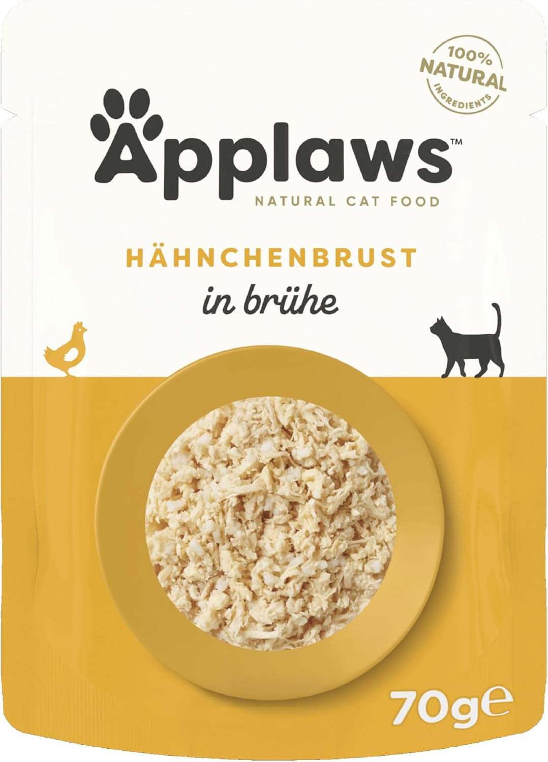 Applaws Alimento Umido per Gatti 100% Naturale, Petto di Pollo in Brodo - Confezione da 12 Bustine da 70g