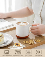 Set tazze da caffè MALACASA, set di tazze in gres da 350 ml per 4 persone, tazze da caffè moderne per tè, succo di frutta, latte, cappuccino, cioccolata calda. Lavabile in lavastoviglie e adatta al microonde, serie TARA, bianco kaki