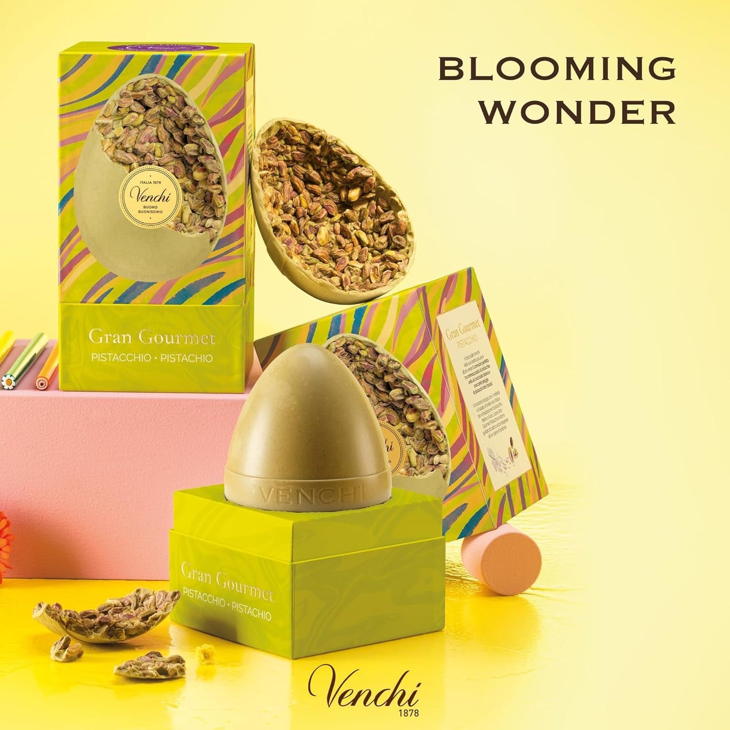 Venchi - Uovo di cioccolato, gusto pistacchio, con pistacchio intero, con sorpresa, senza glutine, 500g, collezione Pasqua, idea regalo