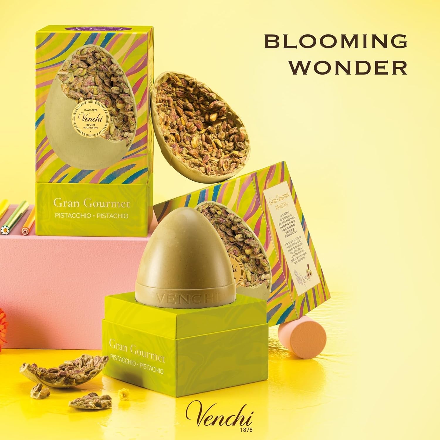 Venchi - Uovo di cioccolato, gusto pistacchio, con pistacchio intero, con sorpresa, senza glutine, 500g, collezione Pasqua, idea regalo
