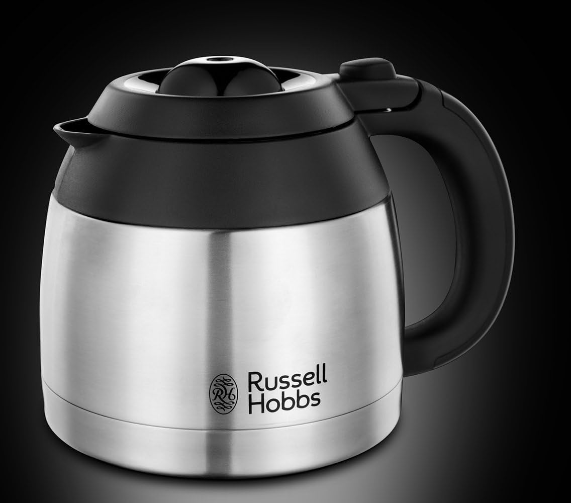 Macchina per caffè Russell Hobbs [soffione doccia per estrazione e aroma ottimali] Adventure (da 1 a 8 tazze, caraffa termica da 1,0 litri, spegnimento automatico, sistema antigoccia, 1100 W) Macchina per caffè con filtro 24020-56
