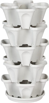 Fioriera verticale impilabile a 5 livelli per fragole, erbe aromatiche, fiori e verdure per giardino interno ed esterno.