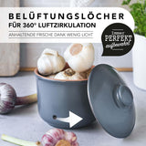 Pentola per aglio Römertopf pentola fresca in argilla naturale per una lunga durata di alimenti come l'aglio Ø 12,5 cm bianco Scatole per alimenti Naty Shop