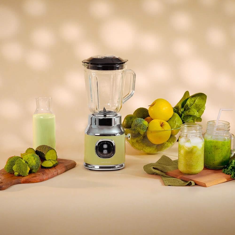 Robot da cucina Cecotec Retro Retrotwist Verde. Potenza massima da 800 W, funzione a impulsi, 4 cilindri con protezione in titanio nero e tazza da 1 litro, design vintage in cucina verde Naty Shop