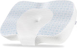 Elviros Cuscino ortopedico in memory foam, Cuscino per dolori al collo, Cuscino per dormire, Cuscino ergonomico per il collo, Cuscino per il supporto del collo, Cuscino antirussamento per chi dorme sul fianco, per chi dorme sullo stomaco, Bianco Naty Shop Cuscini ortopedici cervicali Blu 60 X 38,6 X 9,9/13,5 cm