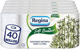 Carta Igienica Regina Soft Bamboo, 40 Rotoli, 3 Strati, 160 Fogli, Morbidezza Naturale per la Tua Pelle, Carta Igienica in Fibra di Bambù, Confezione in Carta, Certificato Fsc