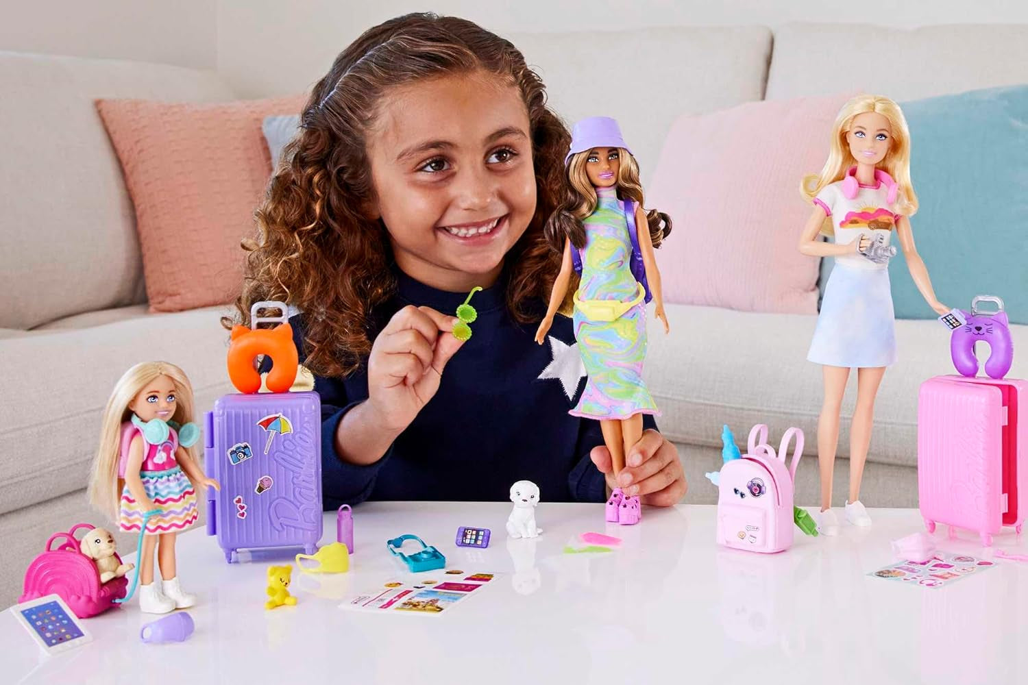 Barbie Toy Chelsea Doll e accessori Set da viaggio per cani 6 pezzi incluso supporto per cane HJY17 Bambole Naty Shop