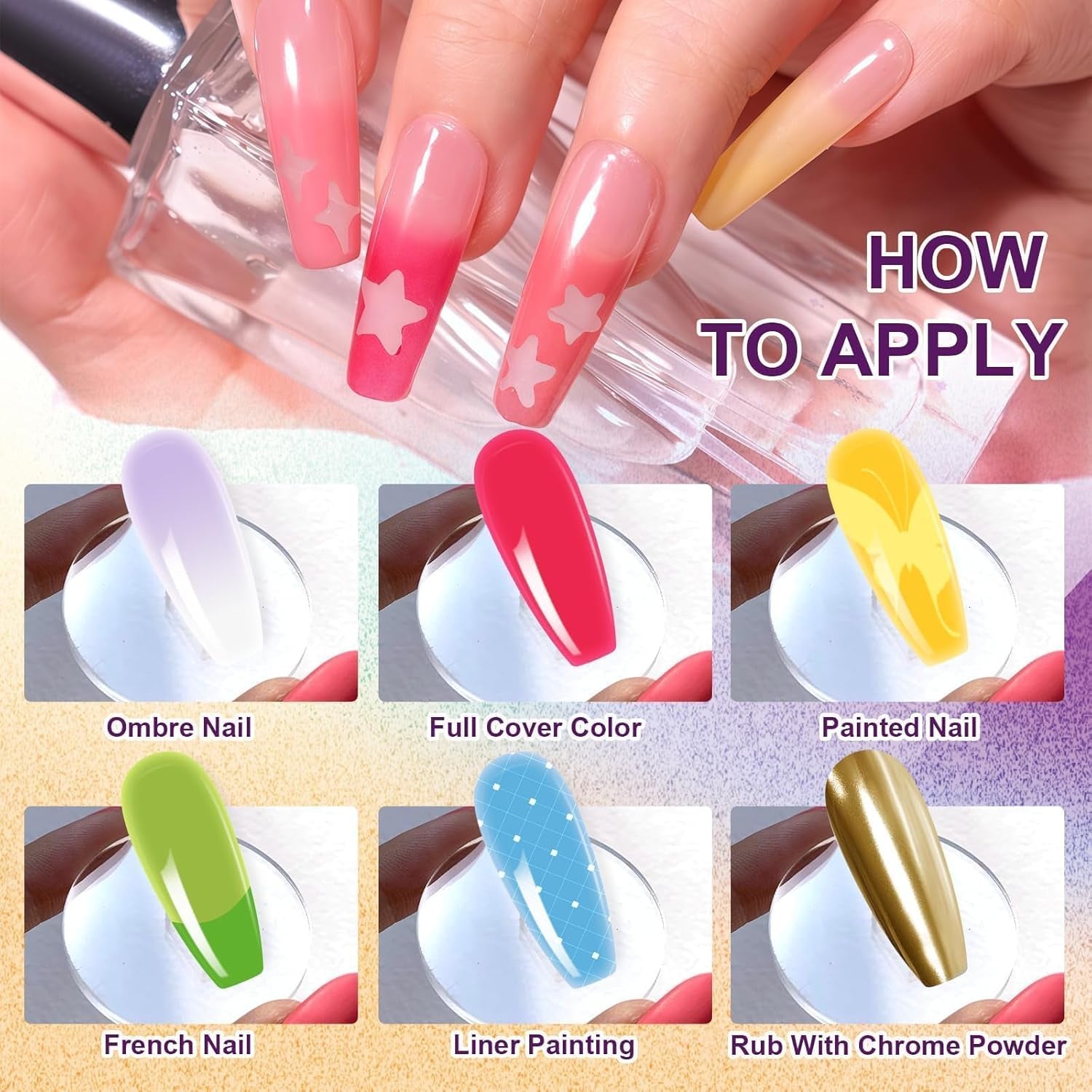 Gel per pittura sfumata, 12 colori di smalto gel sfumato con 100 spugne per unghie e 4 artigli in metallo per french manicure, nail art fai da te, set I