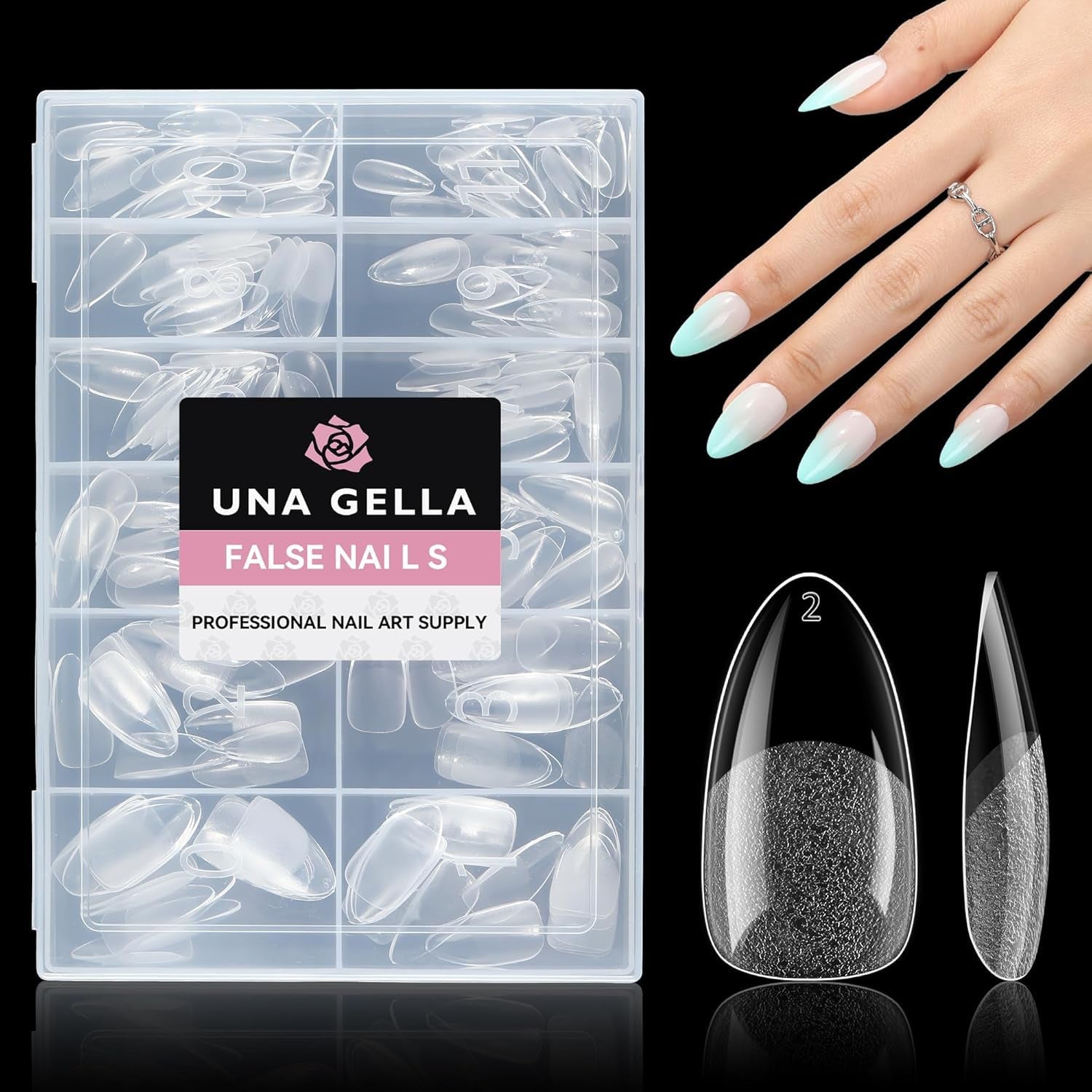 Punte per unghie in gel ballerina 216 pezzi 12 dimensioni Punte per unghie in gel morbido Copertura completa Set di estensioni per unghie Semi opaco Fai da te Home Art