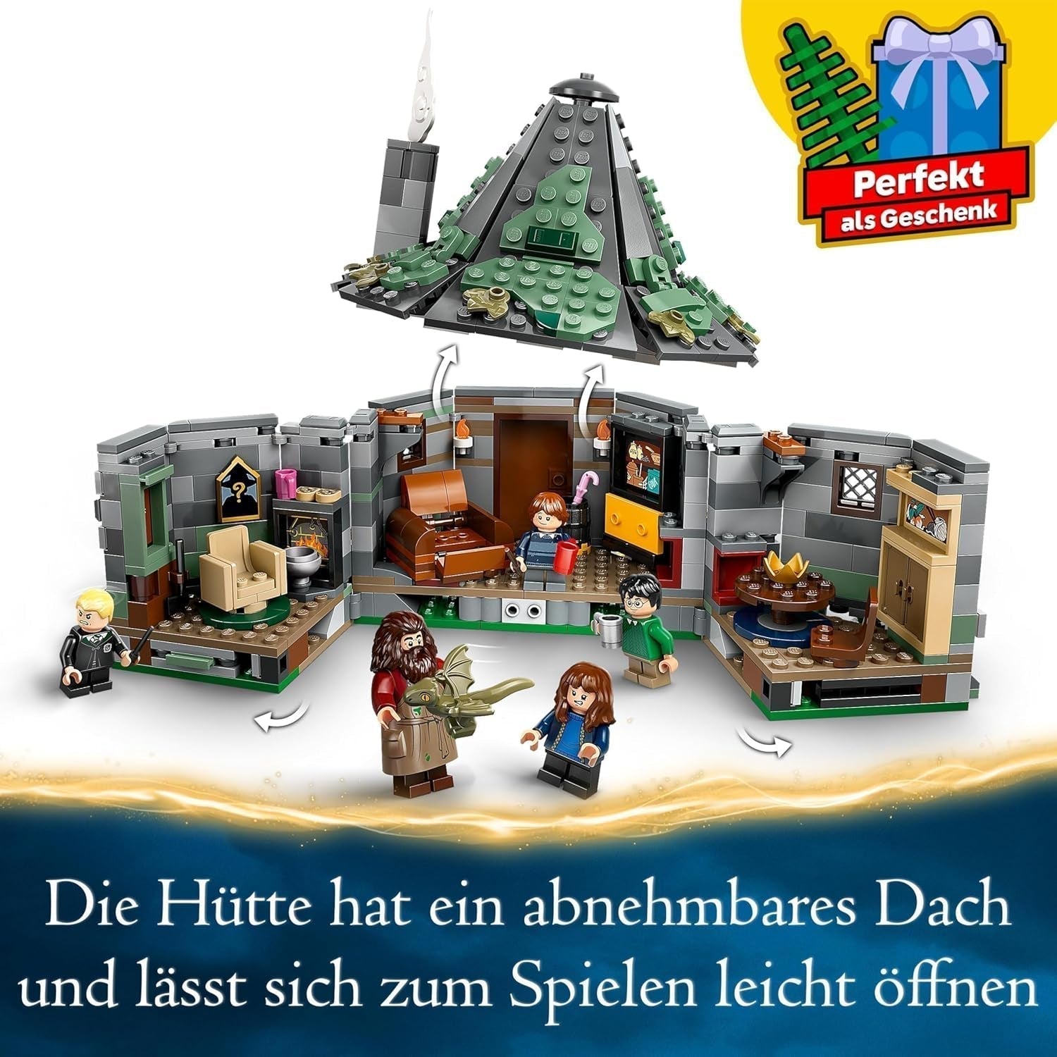 LEGO Harry Potter La capanna di Hagrid: set una visita inaspettata con 5 mini personaggi e 2 personaggi di animali, regalo per donne e uomini, giocattolo di avventure magiche, set fantasy 76428 Set di costruzione Beuche den LEGO-Store