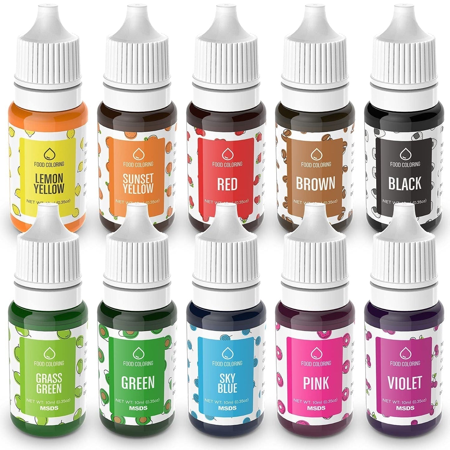 Set di 10 coloranti alimentari liquidi, 10 x 10 ml Titolo predefinito Naty Shop