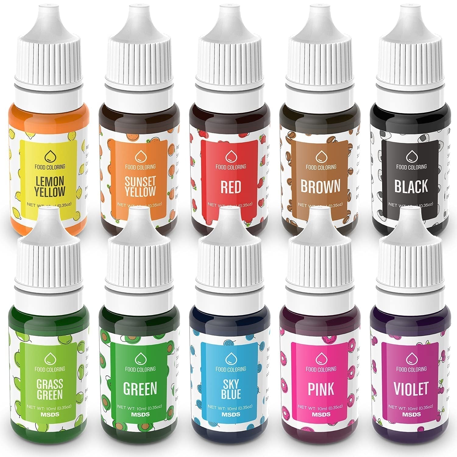 Set di 10 coloranti alimentari liquidi, 10 x 10 ml Titolo predefinito Naty Shop