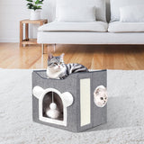Katzenbetten für Indoor Katzen, Faltbares Katzenhaus, Katzenhöhle 2 Schicht Würfel Großer Raum Katzenbett mit Kratzbrett und Spielball, 15.8 x 15.8 x 15 pollici