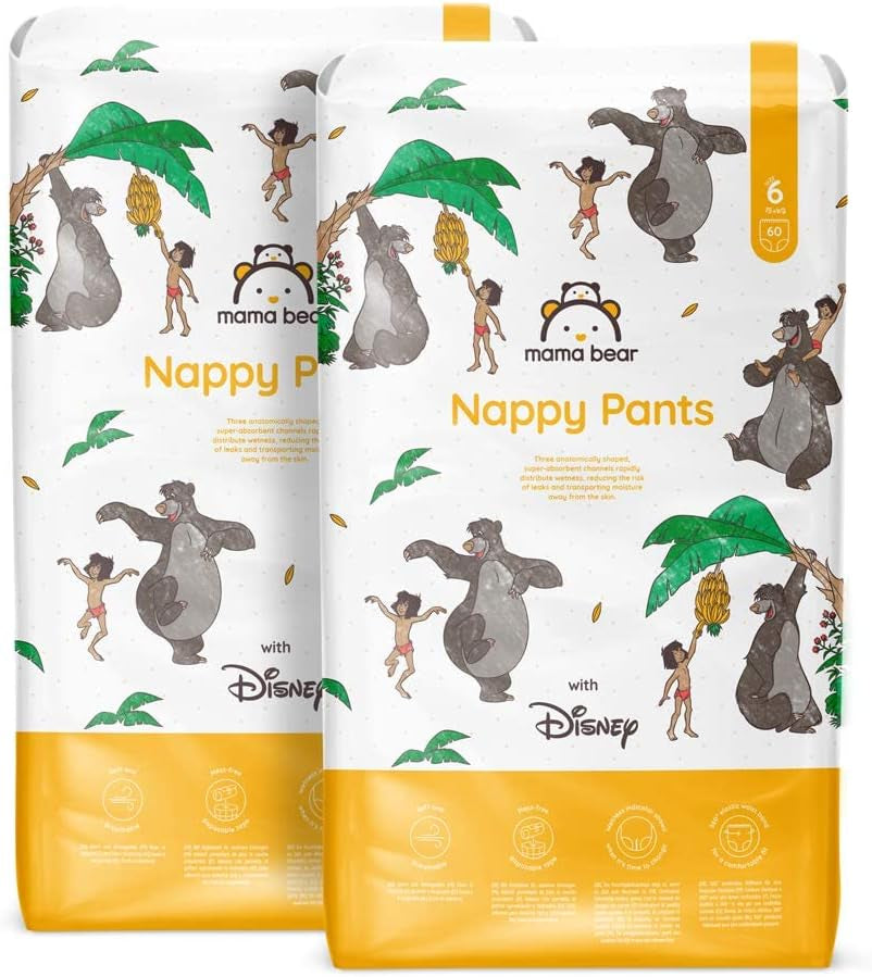 Marchio Amazon: Mama Bear Disney Taglia 6 (15+ kg) - Confezione mensile, Bianco, 120 pezzi (2 confezioni da 60)
