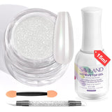 Saviland Set di polveri per unghie cromate - Polvere per unghie cromata laser rosa Effetto specchio Laser Nail Art, Polvere decorativa per manicure con glitter per unghie con bastoncini di spugna, Polvere glitter per unghie Salone per unghie