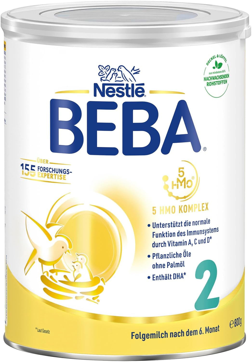 BEBA 2 - Latte di proseguimento dopo 6 mesi, con complesso 5 HMO, contenuto proteico adatto all'età, senza lattosio, senza olio di palma, senza olio di pesce, alimenti per l'infanzia, latte in polvere per bambini, confezione da 3 (3 x 800 g)
