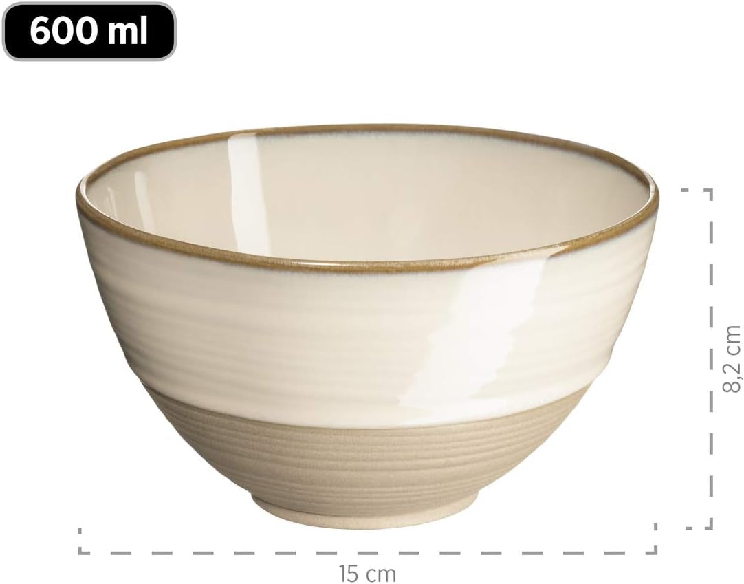 MÄSER 931512 Nottingham Serie Vintage Servizio di stoviglie per 4, Servizio combinato da 20 pezzi con forme rotonde irregolari in look retrò, Piastrella, Beige