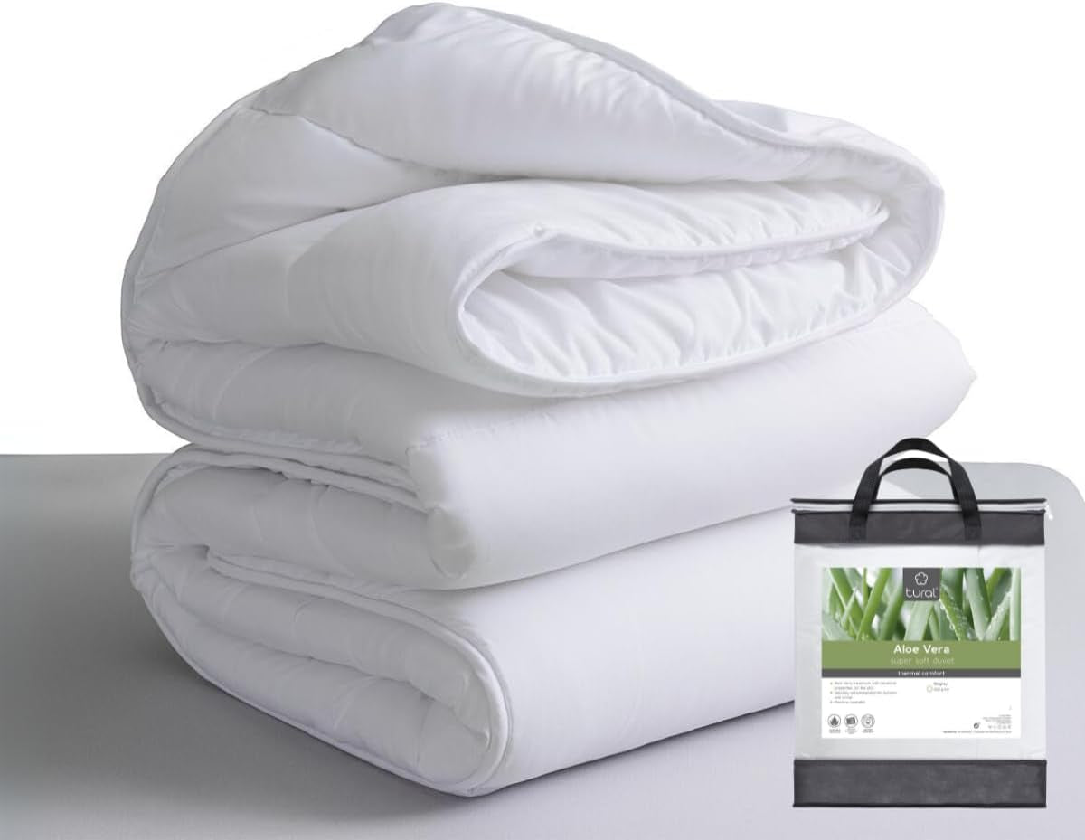 Tural - Trapunta 150 X 220 cm con trattamento Aloe Vera, imbottitura in fibra 300 G/M², morbida, traspirante, certificata Oeko-Tex (bianco, letto 90 cm) Trapunte e trapunte Naty Shop 150X220