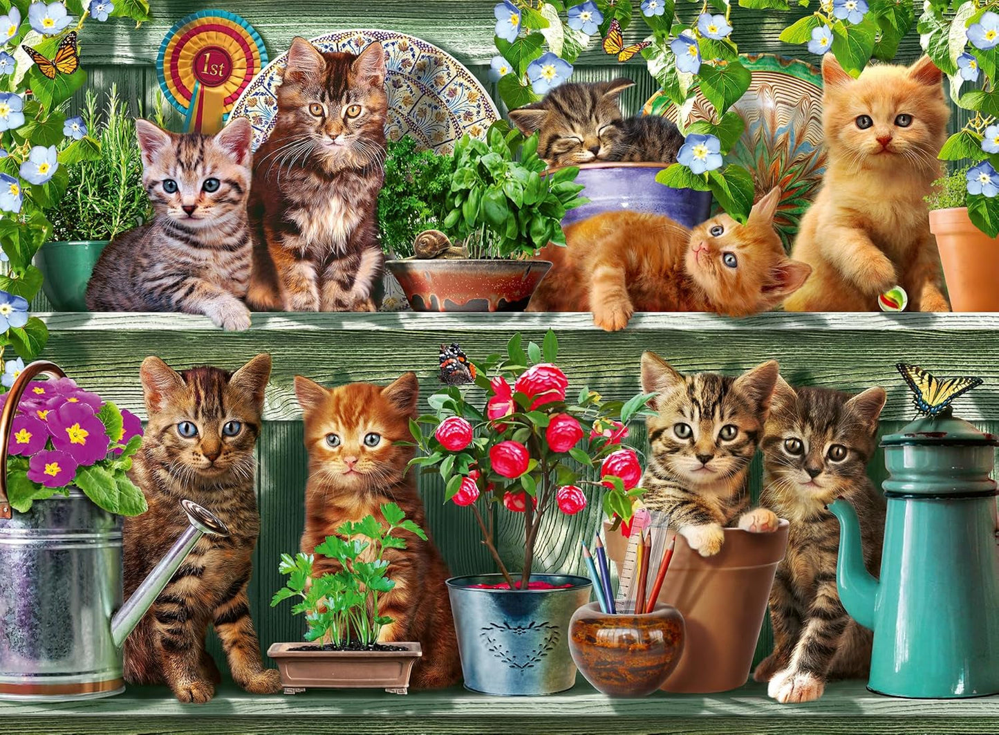 Ravensburger Puzzle 12000205 - Katzen Im Regal - Puzzle da 500 pezzi per adulti e bambini dai 10 anni in su, puzzle con animali gatti Puzzle Naty Shop Nuovo design