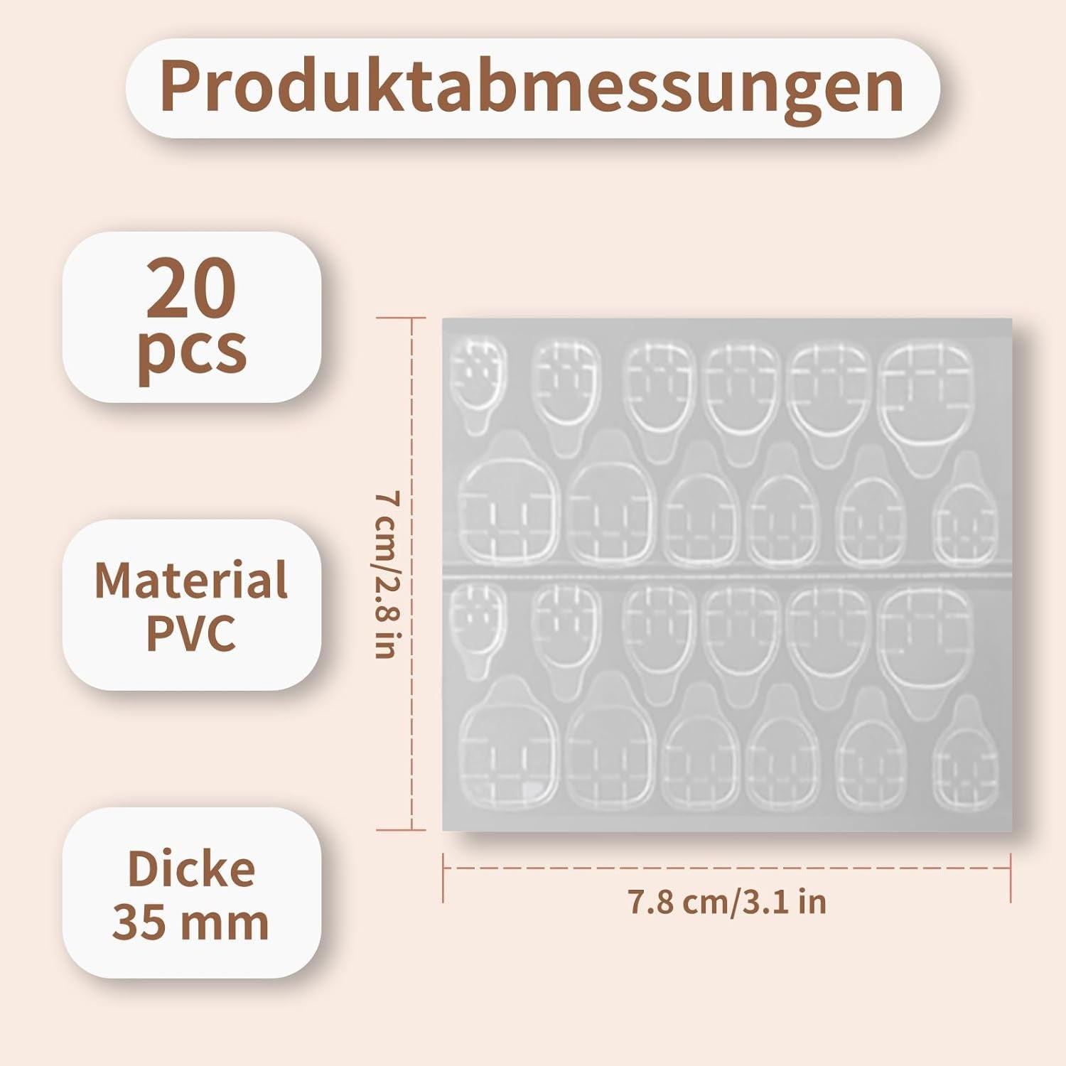 20 compresse adesive per unghie in gelatina - Cuscinetti adesivi biadesivi trasparenti e resistenti, impermeabili, riutilizzabili, stampa sulle unghie Set manicure fai da te Accessori per unghie