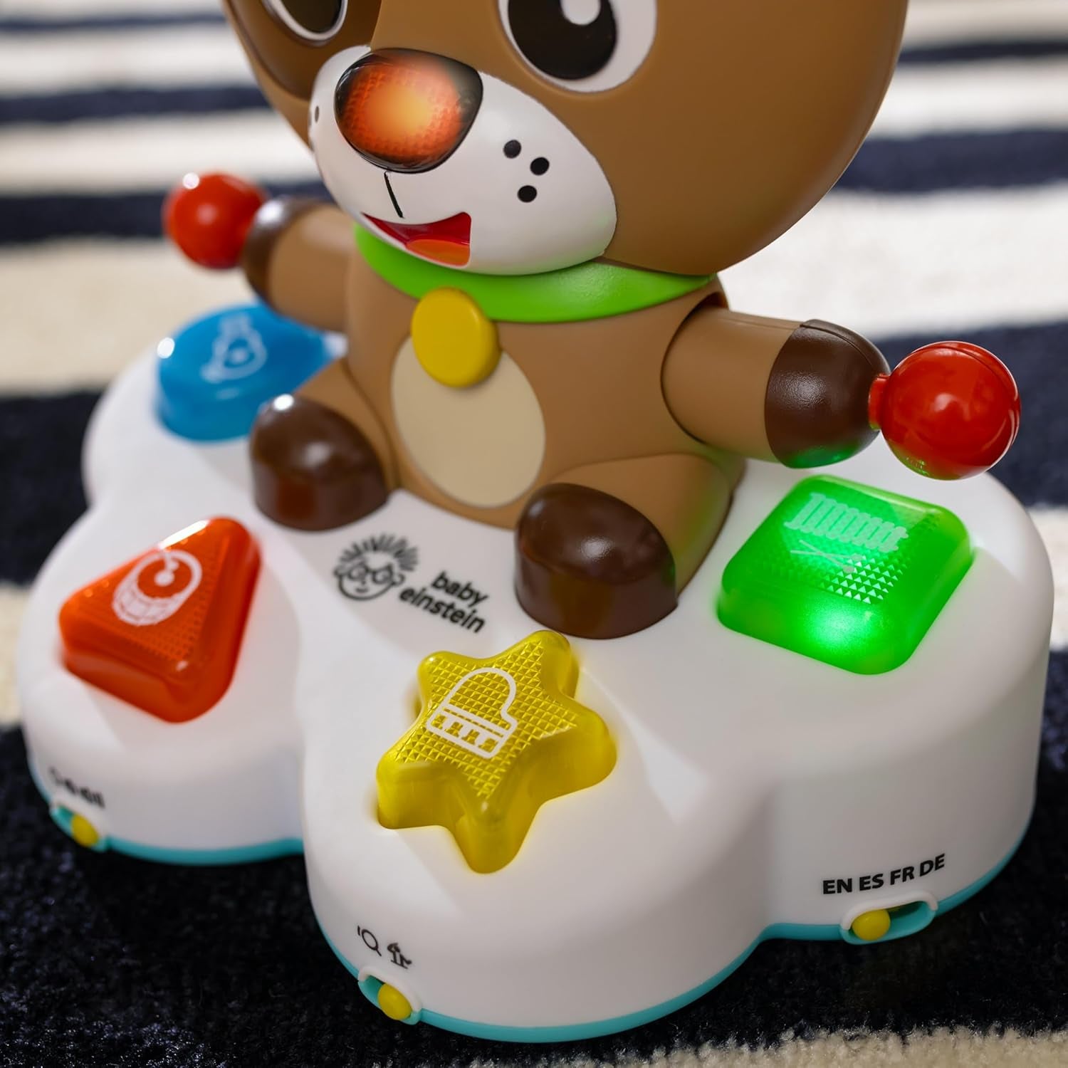 Baby Einstein, Drum & Learn Dean Giocattolo didattico musicale - Giocattolo multisensoriale per bambini, 2 modalità di gioco, colori, forme e strumenti, oltre 50 suoni, dai 6 mesi Giocattoli per bambini Naty Shop