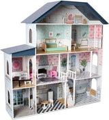 Deqube 913D00016 Casa delle bambole in legno, 4 piani, Premium