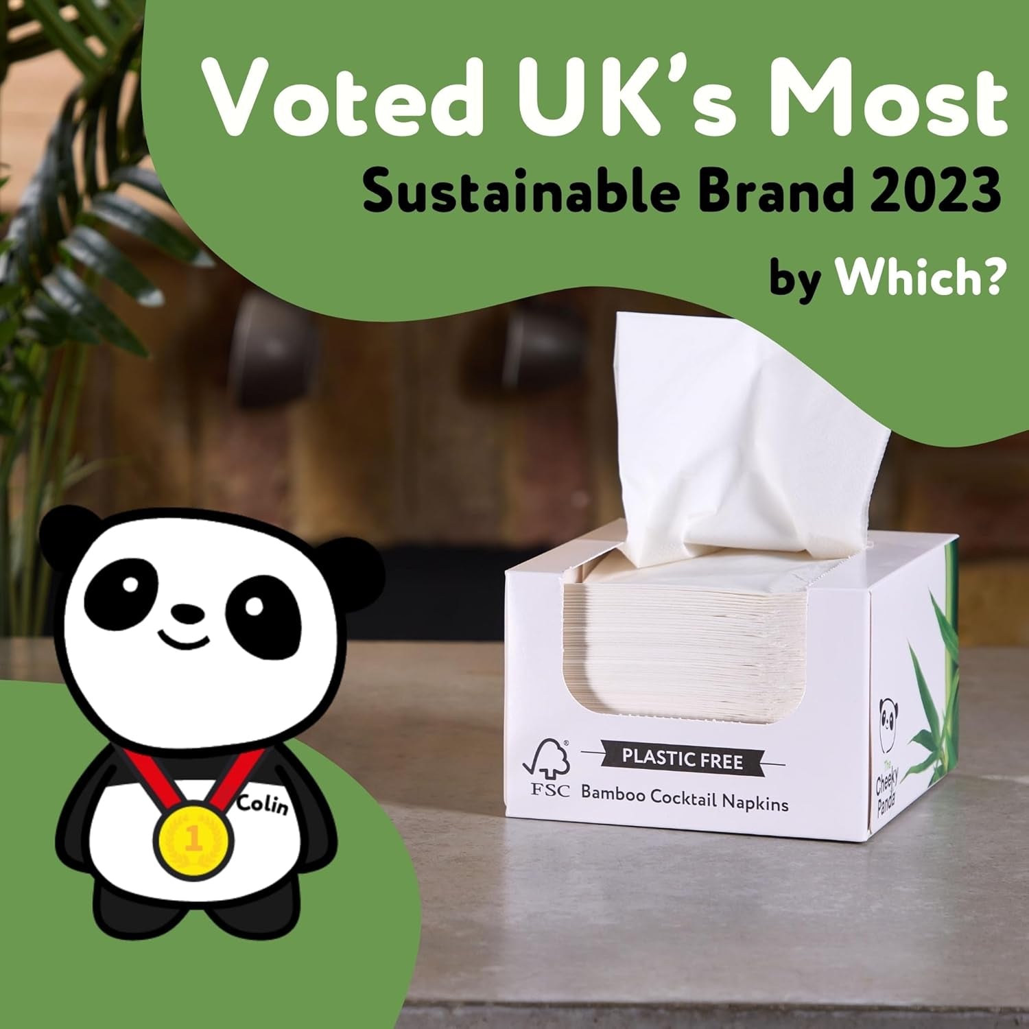 Tovaglioli da cocktail in bambù The Cheeky Panda | tovaglioli bianchi Tovaglioli di carta da 100 pezzi