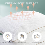 Cuscino Bedstory, Cuscino per Dormire, 2 Pezzi, Ipoallergenico, Cuscino Antipolvere, Piumino, Qualità Alternativa, Cuscino per Letto per Schiena, Pancia e Chi dorme sul fianco, Misura Standard, Lavabile, 42 X 70 Cm Naty Shop Cuscini Standard