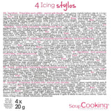 Scrapcooking - Pennarelli 4 pezzi: oro, cioccolato, bianco e rosso - penne commestibili decorative per scrivere e disegnare su dolci, torte e biscotti