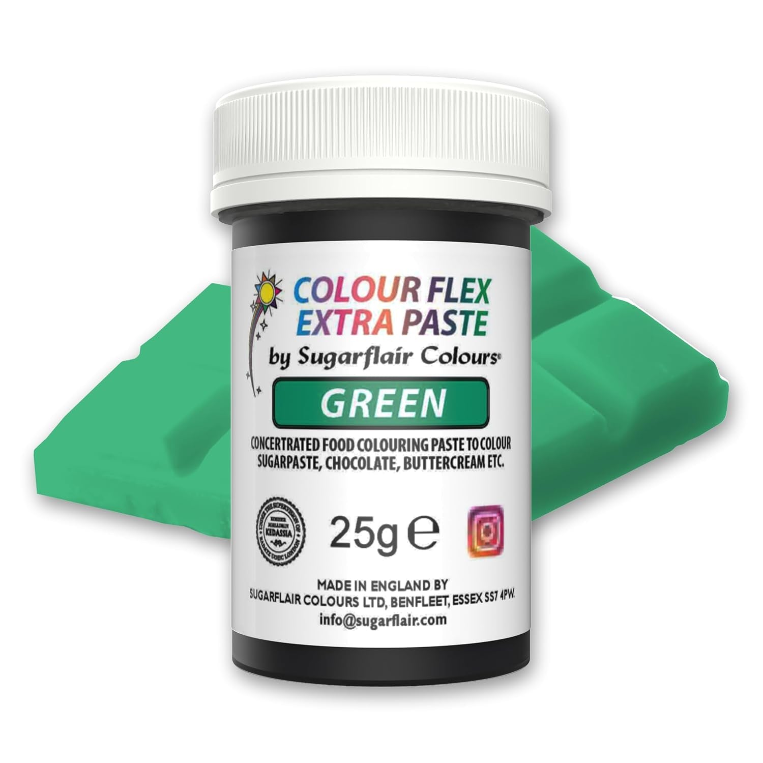 Colorante alimentare Sugarflair Colourflex Extra Paste Verde - Colorante alimentare commestibile per crema al burro, cioccolato, pasta di zucchero, glassa, fondente, miscele per torte, impasti e altro - 25 g