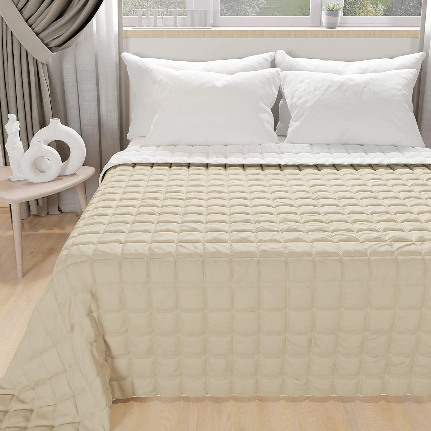 PETTI Artigiani Italiani - Trapunta letto singolo, trapunta double face, trapunta primaverile, blu notte, bianco, Piumini e trapunte 100% Made in Italy Naty Shop Blu Letto misura 120 (220X260 Cm)
