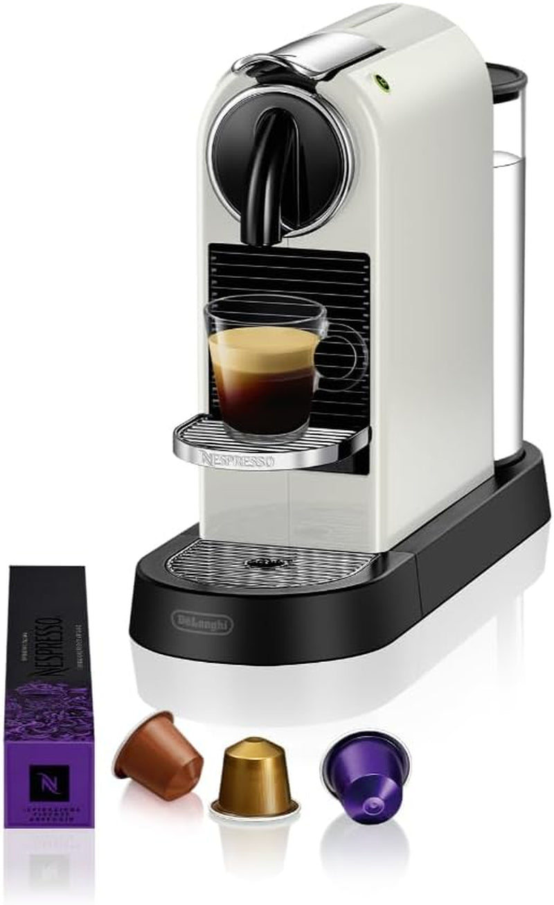 Macchina per caffè espresso a capsule Nespresso EN167.W Citiz, pompa ad alta pressione e controllo della temperatura ideale, senza Aeroccino (montatore per il latte), funzione di risparmio energetico, 1260 W, bianco crema, 37,4 x 11,9 x 25,5 cm