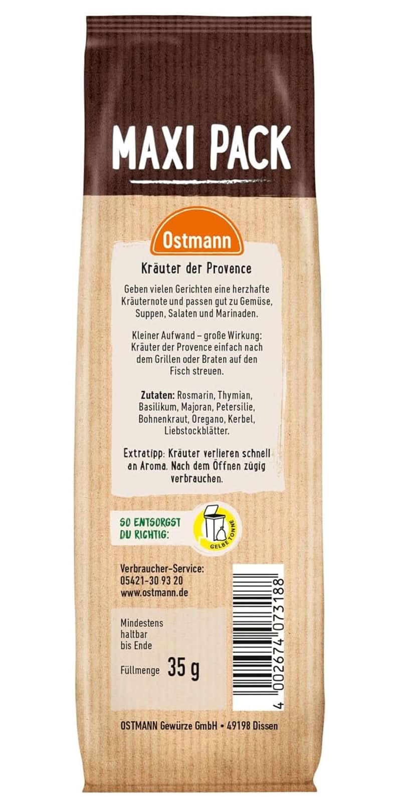 Ostmann, mix di erbe mediterranee per stufati, pizza e pasta, 35 grammi Naty Shop
