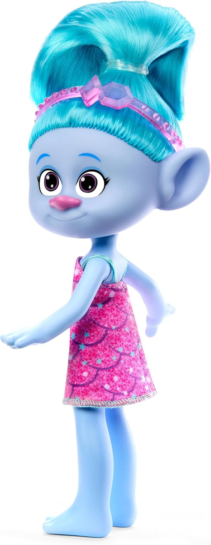 Mattel DREAMWORKS TROLLS United We Stand - Bambola pelosa a sorpresa in ciniglia con capelli blu scintillanti, fascia viola, dai 3 anni in su, HNF15