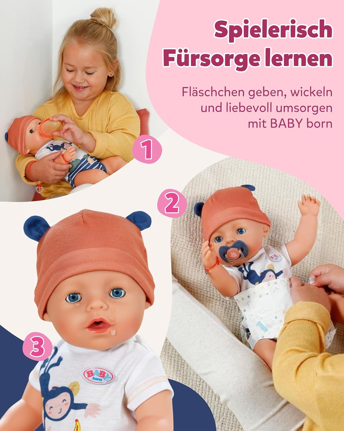 Bambola Baby Born Emma Jungle Style - 43 cm - 10 funzioni inclusi accessori e body in colori unisex - Funziona senza batterie - Adatta a bambini dai 3 anni in su