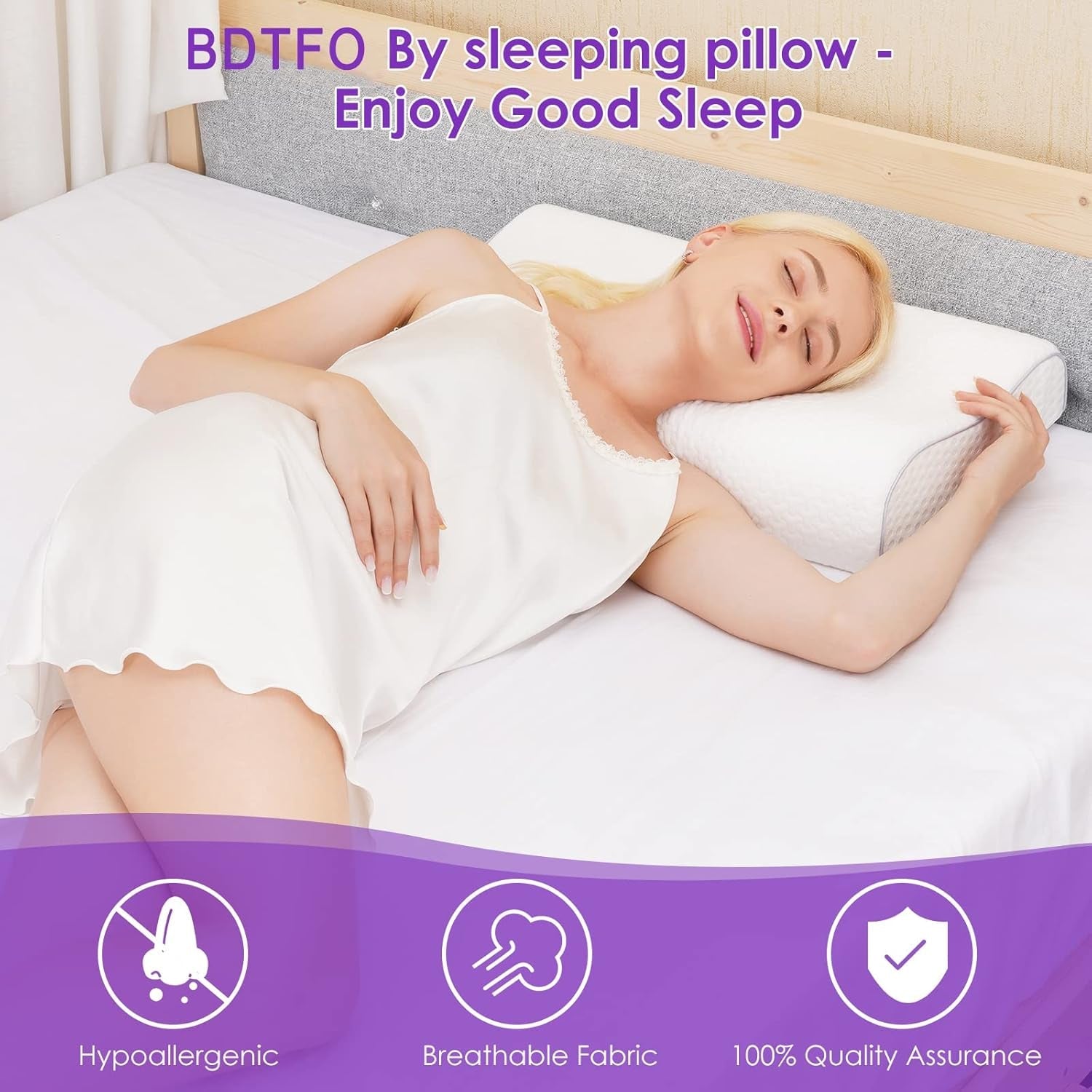 BDTFO Cuscino Memory Foam per Dolore al Collo Cuscino Ortopedico per Contorno Cervicale Supporto per Collo per Schiena Stomaco per chi dorme sul fianco con Copertura con Cerniera Lavabile e Traspirante Cuscini Ortopedici Cervicali Naty Shop