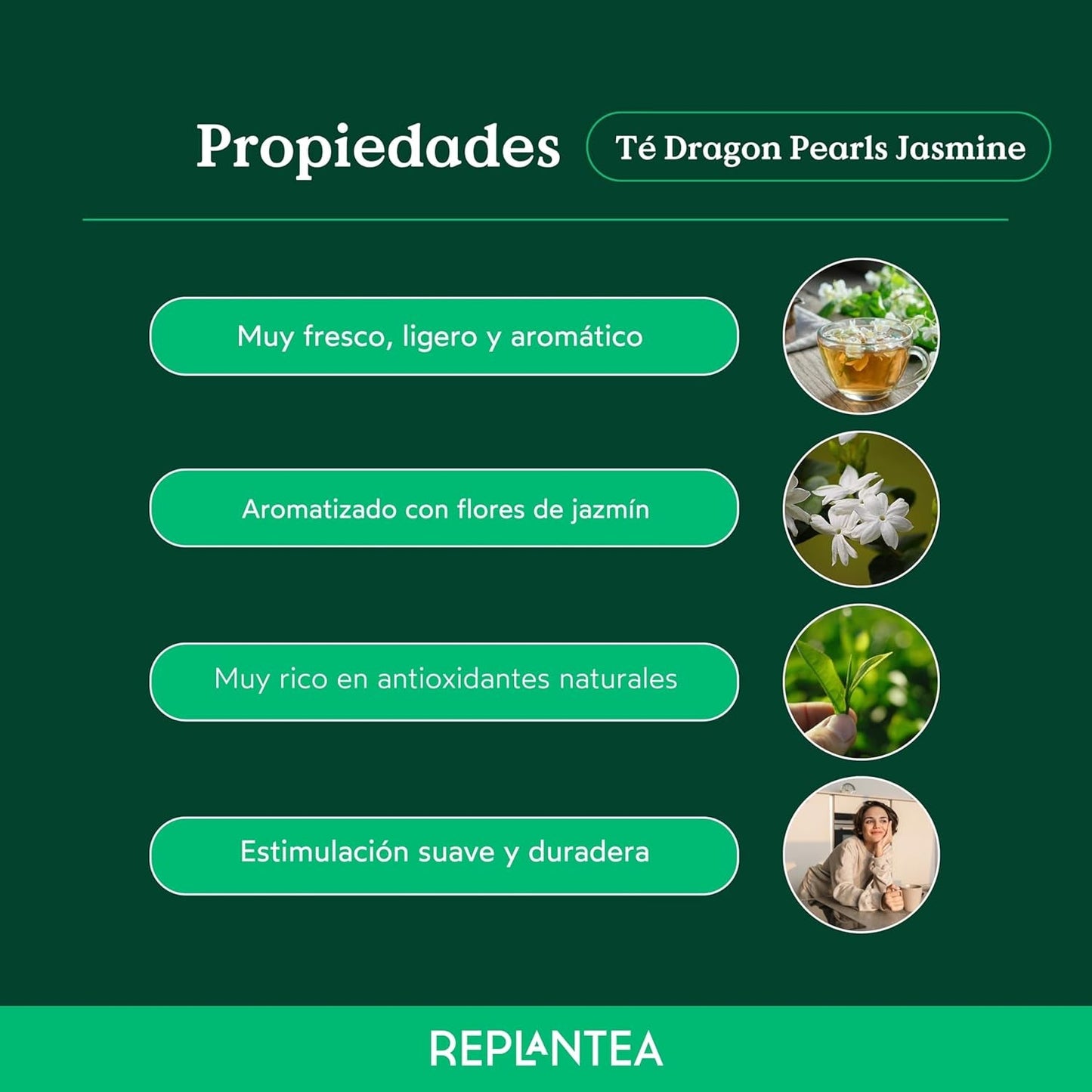 Tè biologico Jasmin Dragon Pearls (100 g) | Tè verde premium sotto forma di perle di gelsomino arrotolate a mano | Specialità di tè dal delicato aroma di fiori | RIPIANTARE