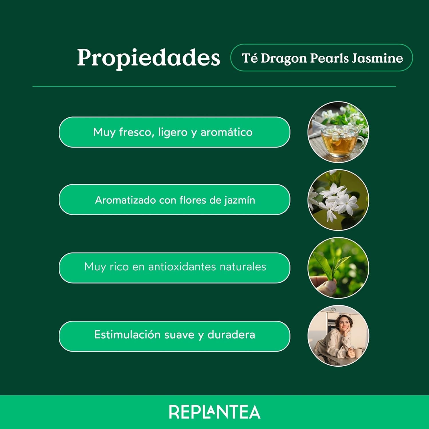 Tè biologico Jasmin Dragon Pearls (100 g) | Tè verde premium sotto forma di perle di gelsomino arrotolate a mano | Specialità di tè dal delicato aroma di fiori | RIPIANTARE