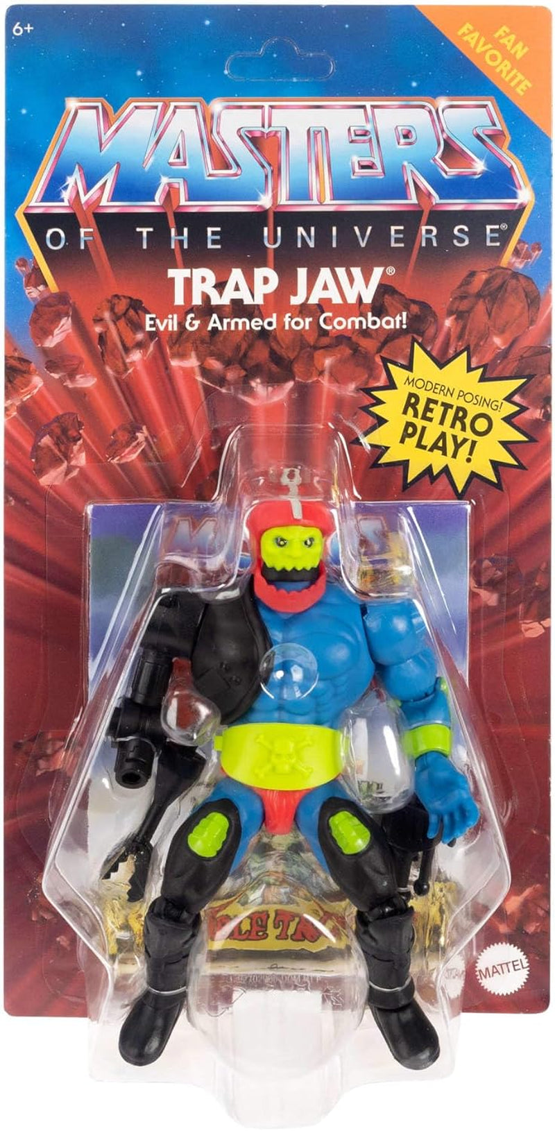 Figura da collezione Trap Jaw di Masters of the Universe Origins, ca. Grande popolare giocattolo del cattivo MOTU da 14 cm con 16 giunti mobili e accessori, HYD41, [Multicolore] Action Figure Naty Shop