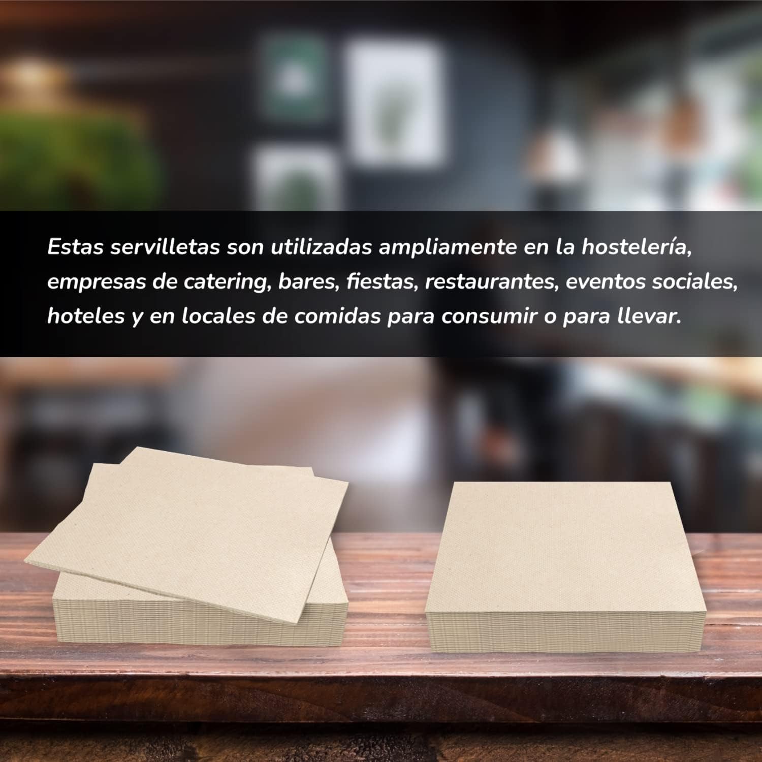 Confezione da 300 tovaglioli di carta da cocktail, 100% riciclabili e biodegradabili, porta tovaglioli in acciaio inossidabile, tovaglioli ecologici, 10 x 10 cm, piegati.