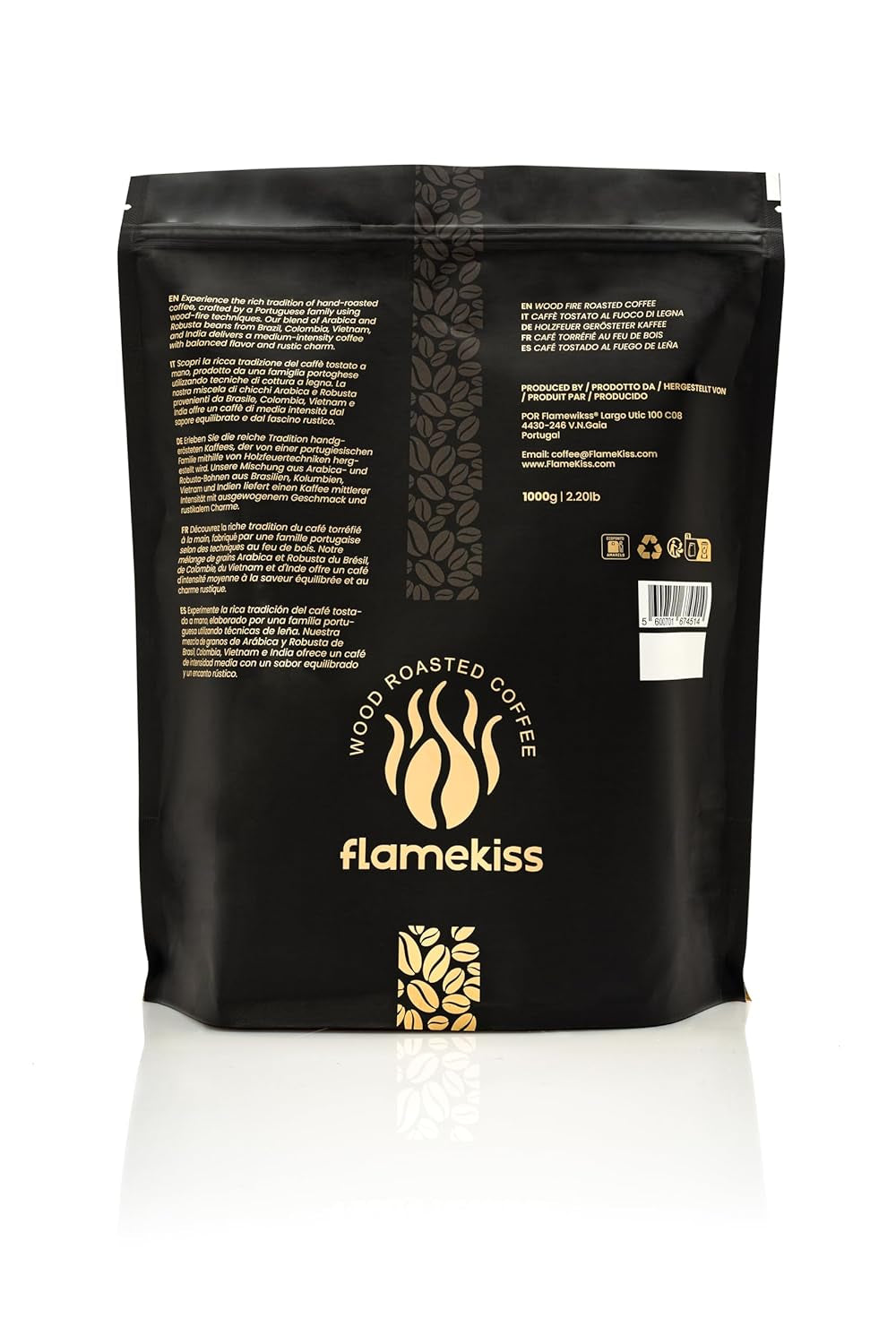 Caffè in grani da 1 kg – Chicchi di caffè espresso Arabica e Robusta di alta qualità, tostati a mano su fuoco a legna per un'esperienza ricca e aromatica di caffè in grani interi