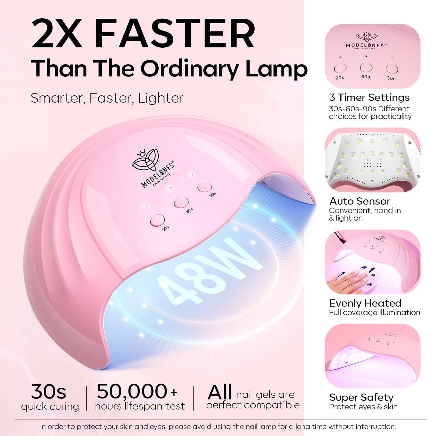 Modelones Set Smalti Gel per Unghie 35 Pezzi, Set Smalti Gel UV con Lampada da 48 W, Set Smalti Gel per Unghie Nude Marrone Bianco Rosa, Set Smalti Gel UV con Base Top Coat Set per Unghie