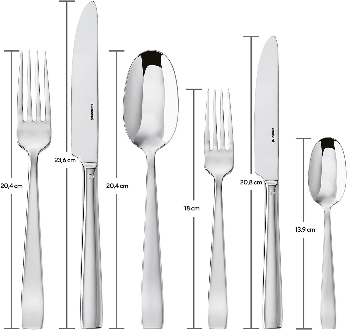 Sambonet 62512-83 Set Posate Piatte Monoblocco, 36 Pezzi, Acciaio Inox 18/10, Lavabili in Lavastoviglie Cucina Naty Shop