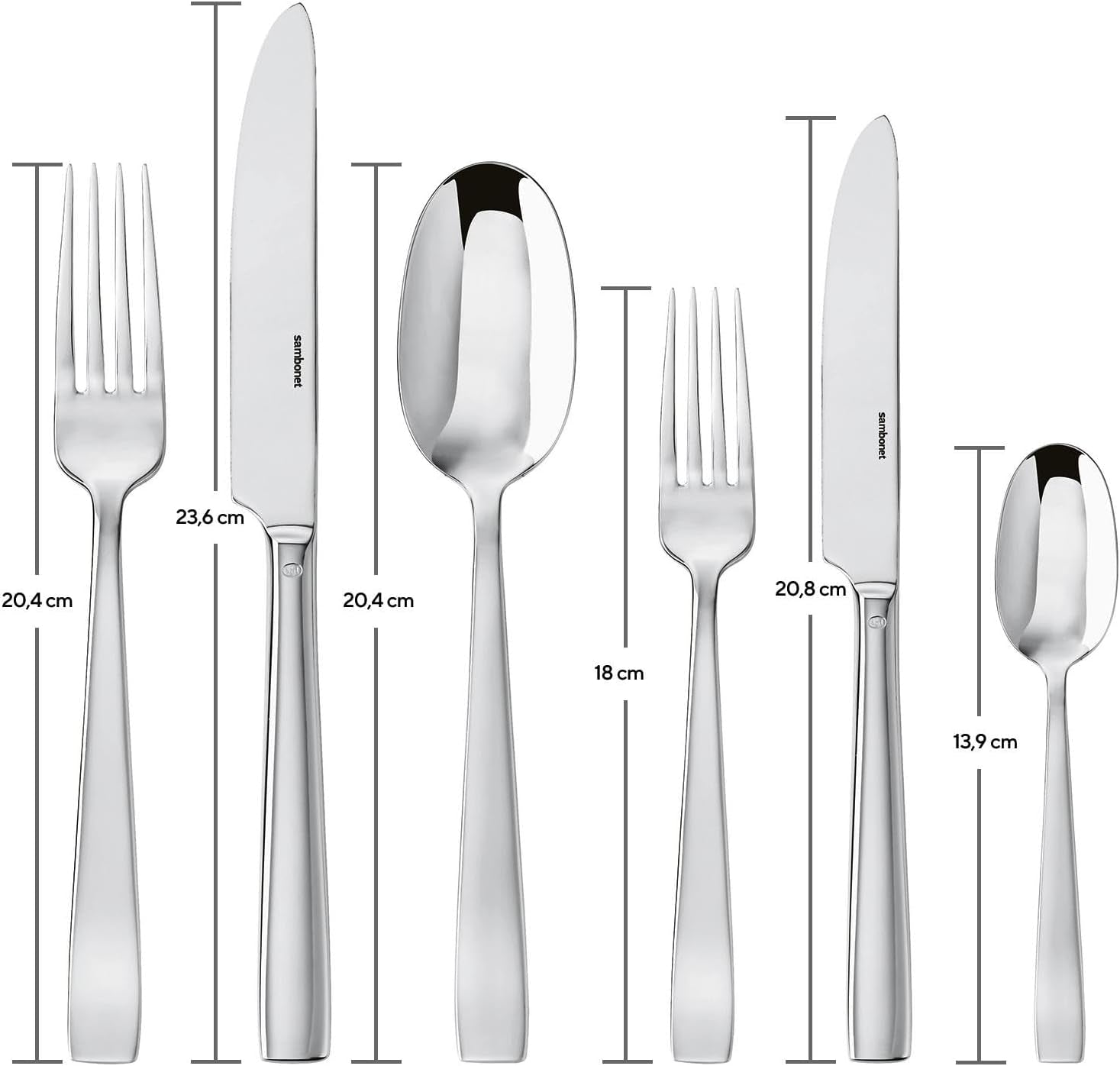 Sambonet 62512-83 Set Posate Piatte Monoblocco, 36 Pezzi, Acciaio Inox 18/10, Lavabili in Lavastoviglie Cucina Naty Shop