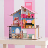 Casa delle bambole in legno per bambini Olivia's Little World 360, bambole da 3,5 pollici e 12 accessori, multicolore TD-13260C