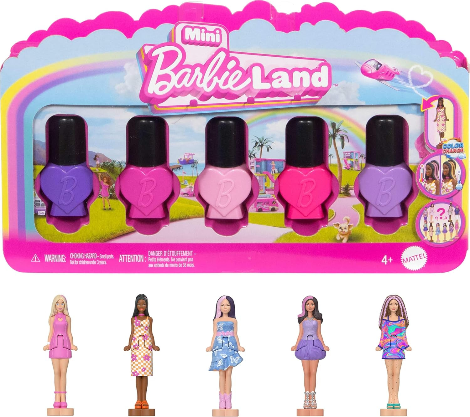 Barbie Mini Barbieland Set di 5 bambole Fashionistas, ca. Set collezione a sorpresa di mini bambole alte 3,8 cm con maniche di rossetto (gli stili possono variare), JBD26 Naty Shop Dolls Confezione da 3