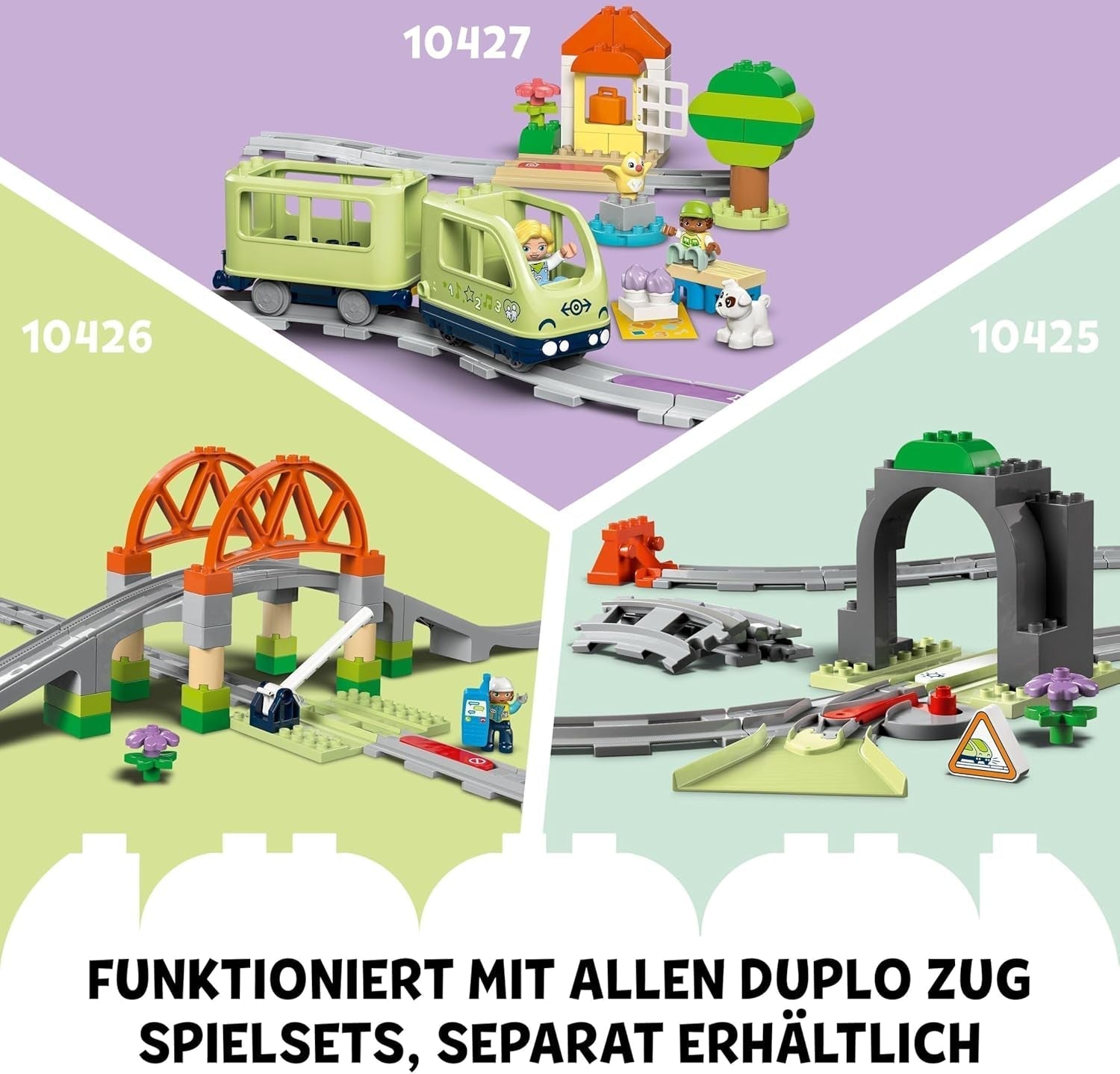 LEGO DUPLO Town Treno Avventura Interattivo, Playset con luci e suoni per il gioco di ruolo, Consente ai bambini di 2 anni di costruire binari, Giocattolo educativo prescolare 10427 Set da costruzione Besuche den LEGO-Store