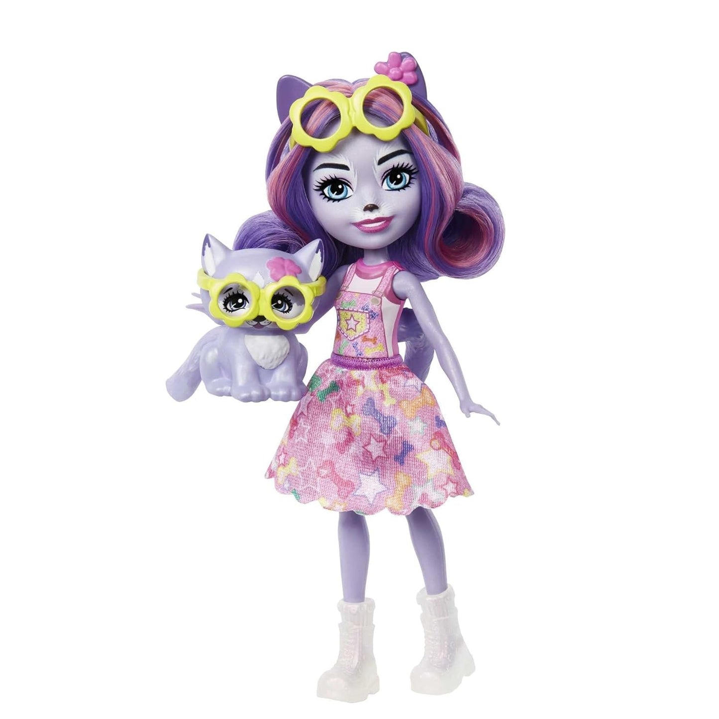 Enchantimals HHB90 - Bambola Hadley Husky (circa 15 cm) e cane da slitta, bambola piccola con gonna e accessori staccabili, ottimo regalo per bambini dai 4 anni in su