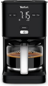 Macchina per caffè espresso Tefal Smart'n Light con timer, Macchina per caffè espresso con filtro programmabile 1,25 L, Funzione Aroma per un aroma intenso, Funzione Mantieni caldo, Antigoccia e Facile da pulire, Nero
